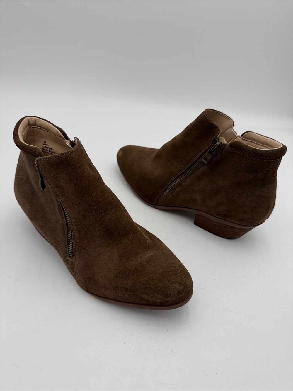 Vintage Brown Suede Ankle Booties women 9M casual festival retro Y2K